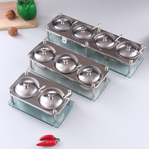 Seasoning box set household combination creative glass rack kitchen storage box stainless steel seasoning box seasoning tank
