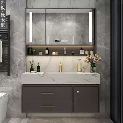 Rock board one-body basin oak bathroom cabinet combination modern smart washbasin cabinet dressing room sink cabinet simple
