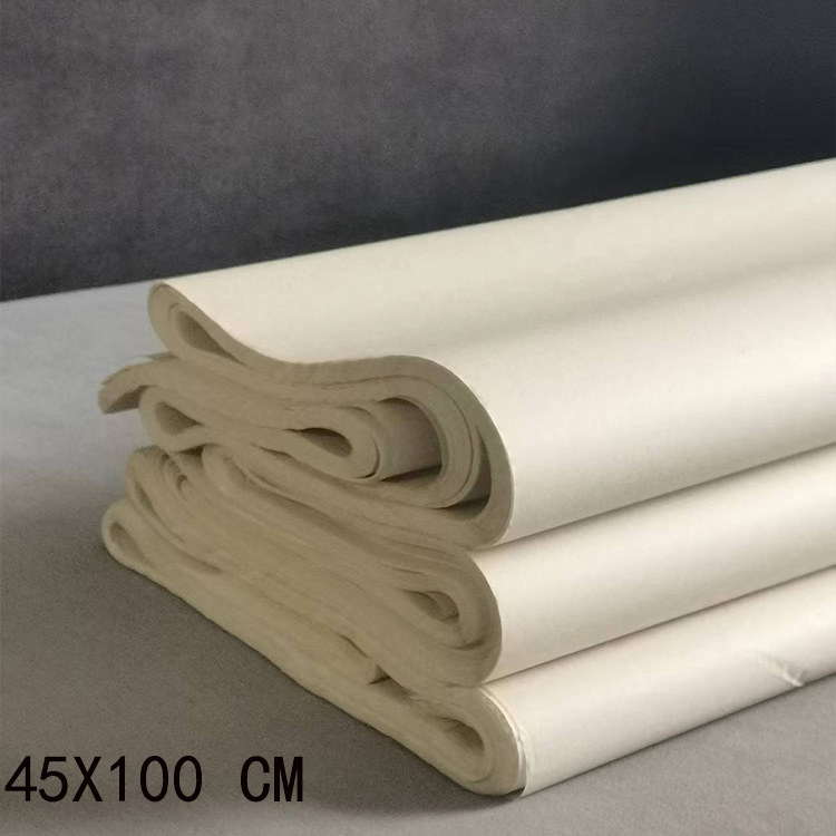Thickened beige rice paper 100 sheets imitation handmade rough edge paper semi-cooked rice paper Chinese painting brush calligraphy practice paper