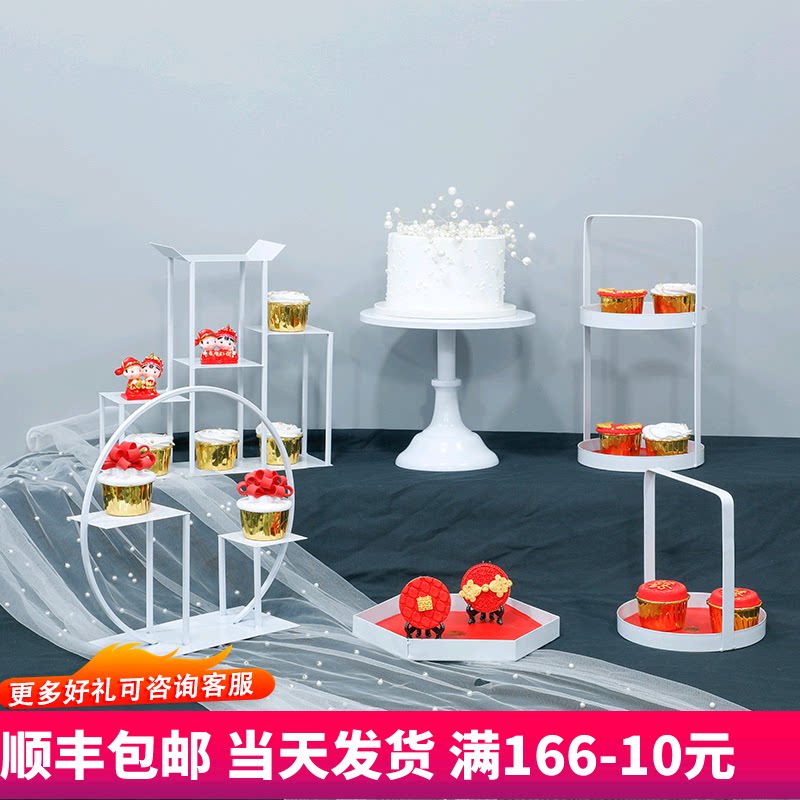 Dessert Display Bench Iron Art Cake Pan European-style Minima Cake Shelf Wedding props Decorative Birthday Party Arrangement