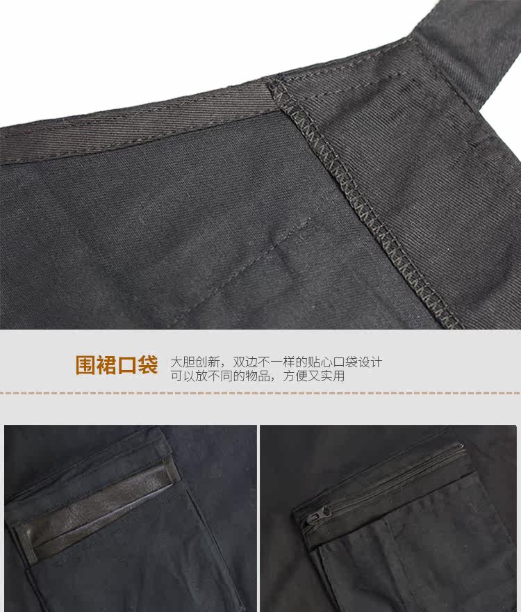 Ruiqu's new pure cotton fashionable double-shoulder garden floral art, coffee shop, milk tea shop, dessert supermarket apron work clothes detail image 6