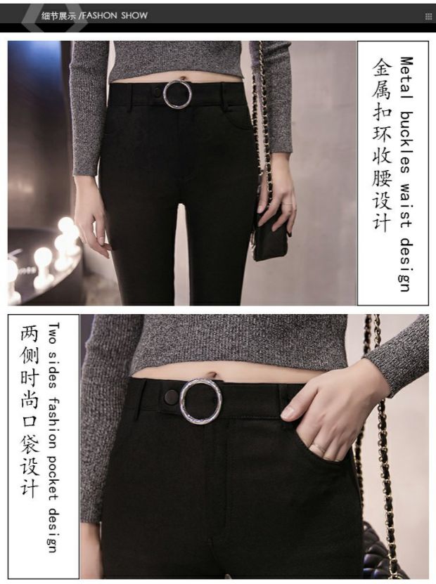 Quần micro-horn nữ mùa thu đông 2018 mới mặc quần legging nữ cộng với nhung là quần lửng 9 quần nữ màu đen quần đũi nữ