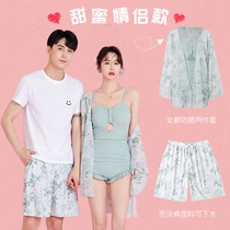 Japanese swimsuit womens pure desire Internet celebrity style high-end long-sleeved small breasts gathered to cover the flesh summer sun protection couple set