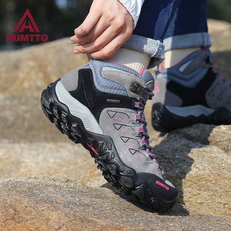 Hantu Outdoor Hiking Shoes for Women, Non-Slip, Water-Repellent, Breathable, Mid-Top, Cushioning, Cross-Country Climbing, High-Top Hiking Shoes