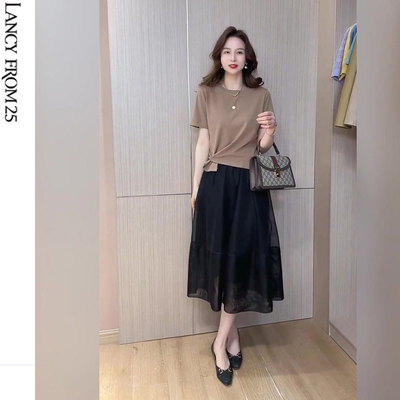 The Longpose 2022 new small balsamic wind kit matching the brother-in-law frieze street light ripened wind skirt two-piece suit women's summer dress