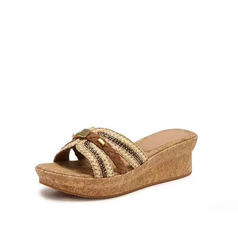 Same Style as in the Mall, 2026 Summer New Casual Slippers, Thick-Soled Height-Increasing Slip-On Sandals for Women, Outdoor Wear, Eyb99