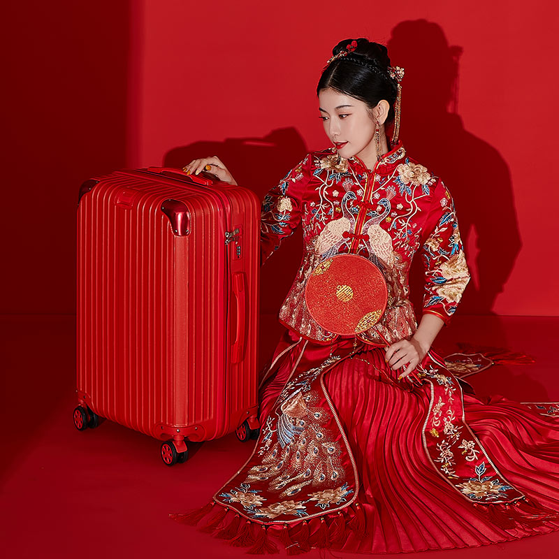 Suitcase wedding dowry box a pair of big red wedding mother-in-law suitcase suitcase trolley case female bride dowry box