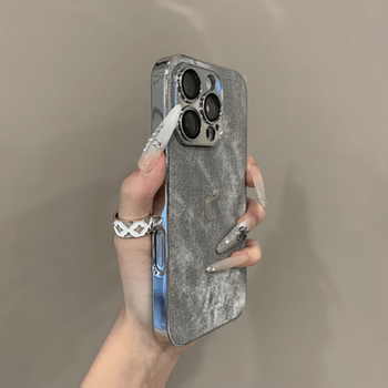 ins Style High-End Electroplated Denim Pattern Phone Case Suitable for iPhone 17 Pro Max, High Aesthetic Appeal, Unique and Personalized for Apple 16 Pro, New Model for 15, Protective Case for 13, Full Coverage Anti-Drop for 12, Unisex for 14 Plus