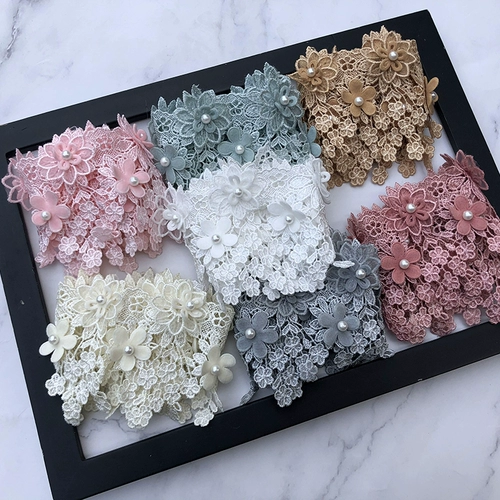 Розовая ткань, декор, 9см, в цветочек, кружевное платье