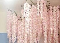  Simulation cherry blossom ceiling decoration string flower rattan hanging long flower wedding arch rattan winding pink flower string