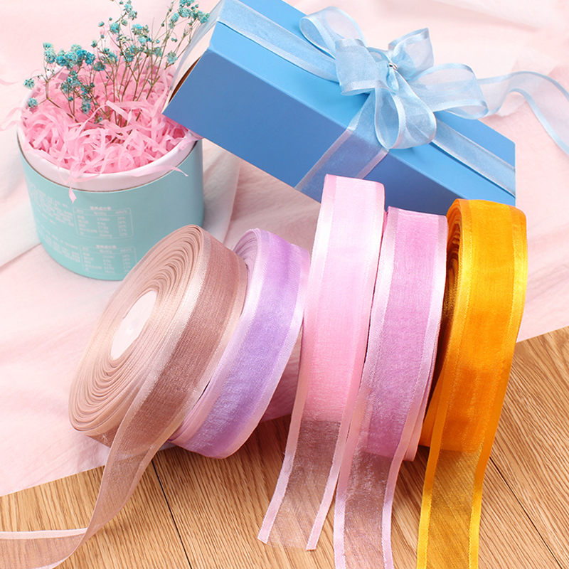 Zhuo Cai 2 5 cm floral yarn belt flower ribbon Cake bouquet ribbon Handmade diy material wide edge decorative belt