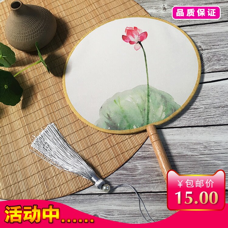 Chinese style vintage group fan Silk cloth personality classical printing Palace fan Craft gift fan Square dance props