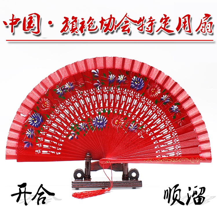 Red Dance Fan Double-sided Pattern Spanish Wooden Fan Dance Fan Show Festival Red Fan