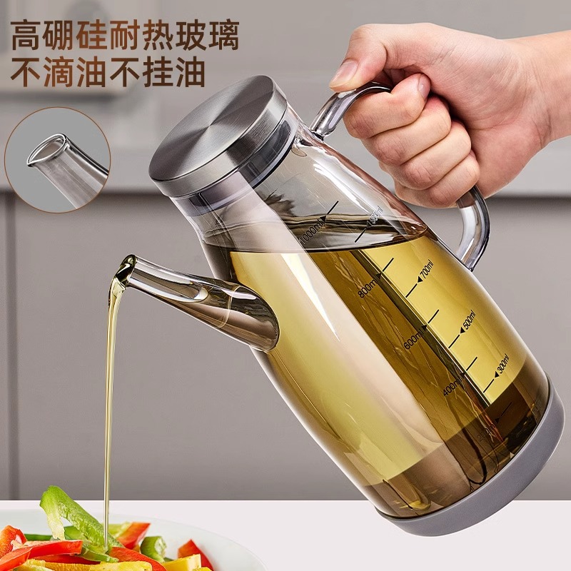 ドイツ製キッチンガラスオイルポット、油不要、家庭用醤油酢容器、食品グレード、大小調味料オイルタンク