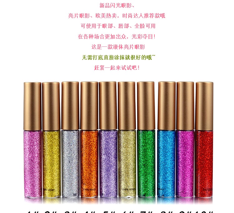 Màu mắt sáng bóng đầy màu sắc Chất lỏng kẻ mắt đầy màu sắc Làm sáng pha lê sequin kẻ mắt trẻ em giai đoạn trang điểm bóng mắt phấn mắt odbo 2 tầng