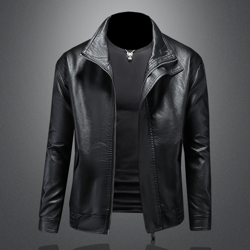 Marvel Venom Motorcycle Leather Jacket for Men, Spring New Korean Style Slim Fit Short Lapel Soft Leather Jacket Casual Coat Trendy