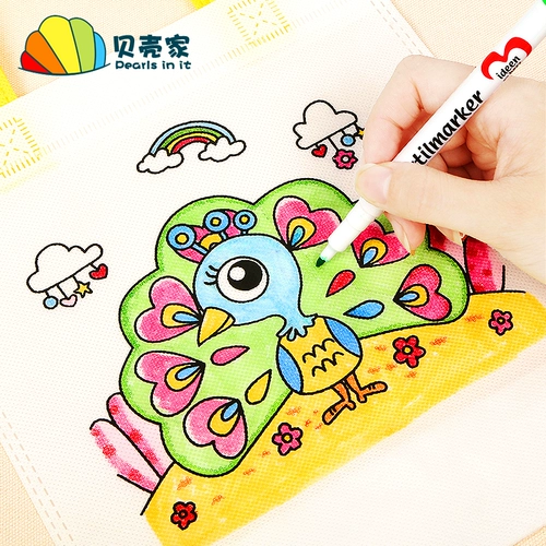 Льняная сумка из нетканого материала, набор материалов, экологичная раскраска для детского сада, DIY, граффити