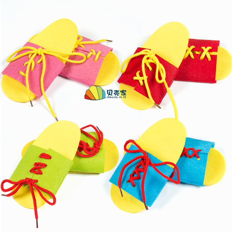Unwoven slippers tying shoes Laces Wearing Shoelaces Early Teaching Parenting Aids Young Children Park Corner Toys Activities Area Materials