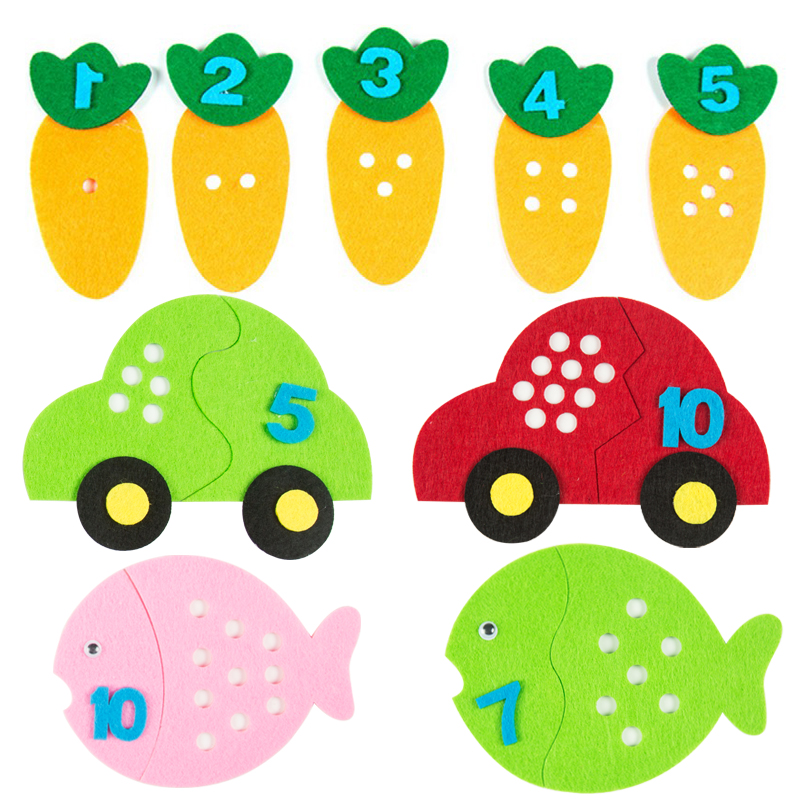 Points pairing non-woven teaching aids handmade toy cloth book making diy material carrot digital kindergarten