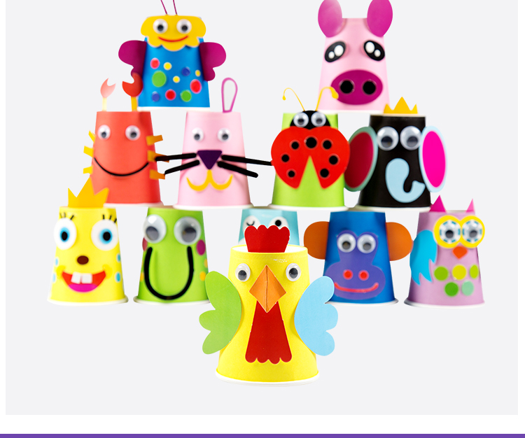 Năm mới Piggy Animal Paper Cup Chất liệu Gói Trẻ em Handmade Cartoon DIY Creative Paste Nursery Charm xe đồ chơi trẻ em