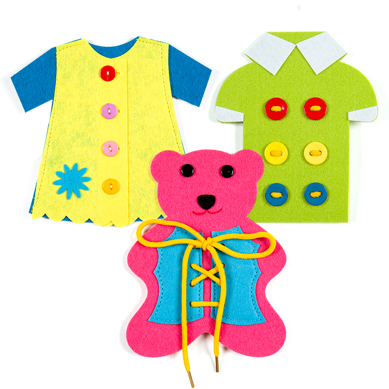 Hand Play Teaching Aids Threading Small Bears laces Laces Laces Wear clothes Kids Nursery School Regional Area Corner Toy Materials