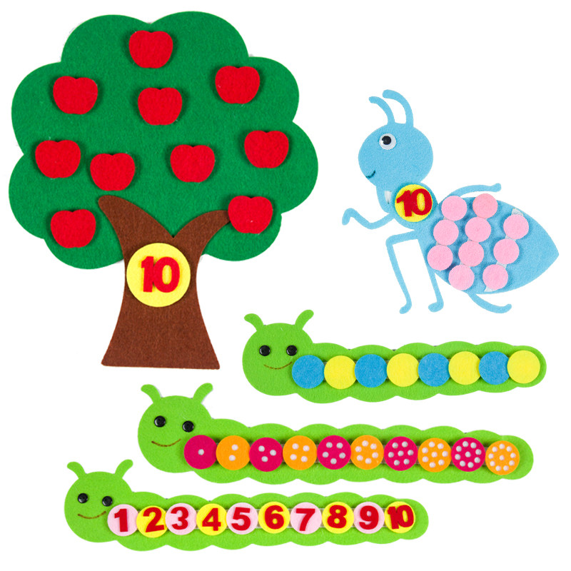 Kindergarten Area Materials Apple Tree Fur Caterpillar Points Pairing DIY Unweaver Mont Teaching Aids Math