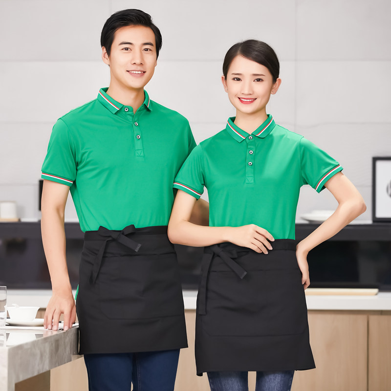 công việc bồi bàn Tây quần áo áo sơ mi POLO ngắn tay áo nhà hàng mùa hè lẩu nướng siêu thị T-shirt nam tùy chỉnh và phụ nữ mới