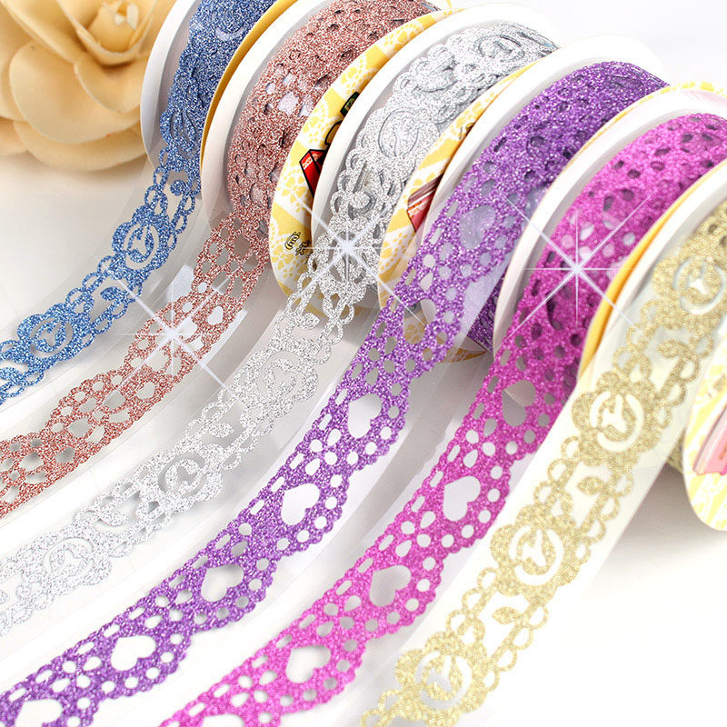 DIY Album Accessories Gold Pink Lace Tape DIY Creative Handmade Album Accessories Multicolored Cute Adhesive Tape Corner Sticker