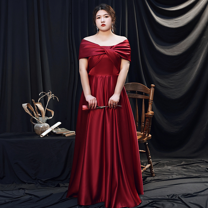Toast Dress Plus Size Fat mm Evening Dress Banquet Elegant High-End Plus Fat Enlarged Covering Arms Bride Engagement Wedding