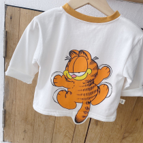 Boy Chun Spring Festival Long sleeves T-shirt outside wearing children cartoon Garfy cat pure cotton beating undershirt baby spring blouses