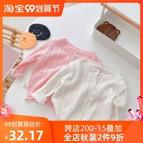 Girls Cardigan Summer Thin 2021 Spring New Knitted Jacket Womens Baby Cotton Pure Color Western Sweater Tide