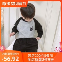 Baby Korean sweater parent-child clothing 2021 Autumn New Style brand NY embroidery round neck sweater girl child boy