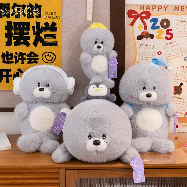 Hong Kong Sc Cute Backpack Sea Lion Plush Toy Seal Stuffed Toy Cartoon Girl Sleeping Pillow Birthday Gift