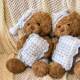 Hong Kong Sc Cute Pillow Blue Plaid Pajamas Bear Doll Plush Toy Sleeping Gift