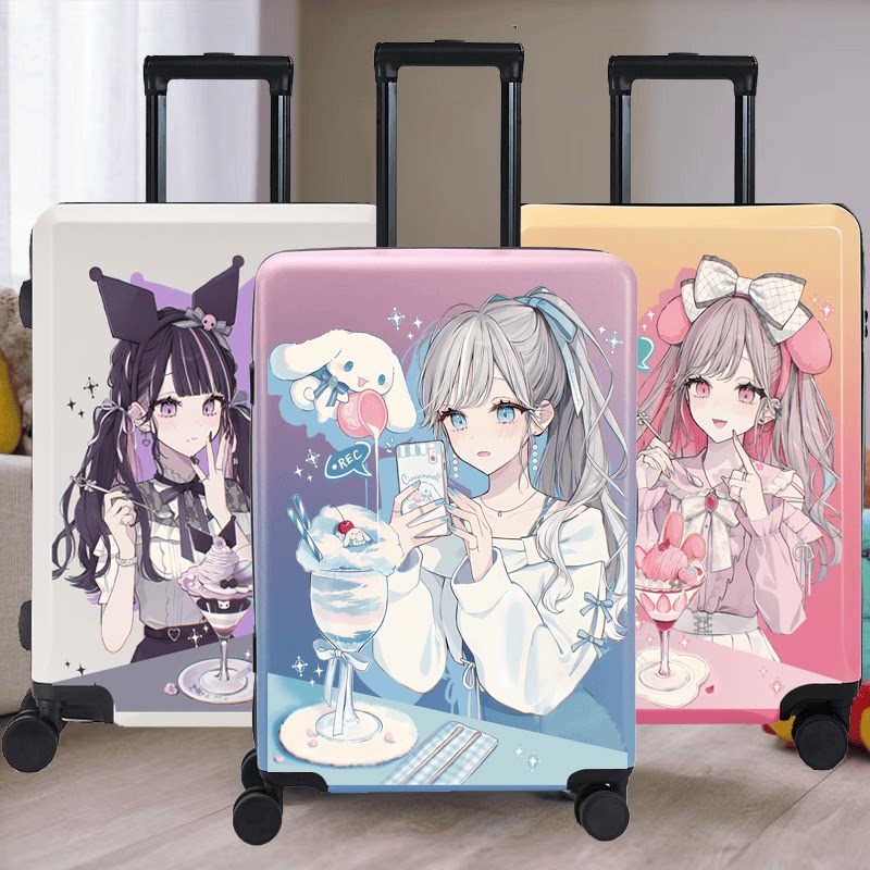 Anime-style children's travel suitcase, girls' universal wheel trolley case, Kuromi luggage, girl's rideable My Melody.
