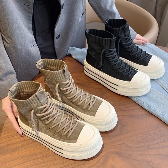 High-top socks shoes for women 2025 spring new style