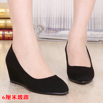 New Single Shoes Woman High Heels Shoes Slopes Heel Spring Fashion Women Shoes Old Beijing Cloth Shoes Black Commute OL Working Shoes 34