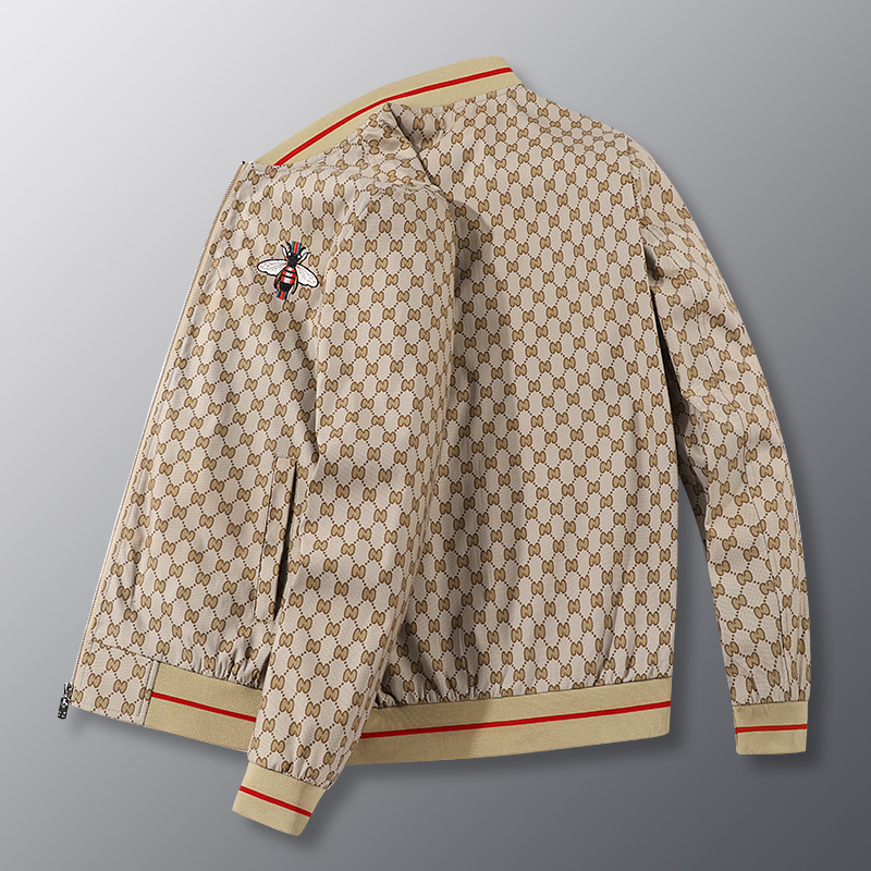 Little Bee Jacket Men's Spring and Autumn Trendy Brand Fashionable Handsome Coat Youth Baseball Collar Light Luxury Embroidered Top