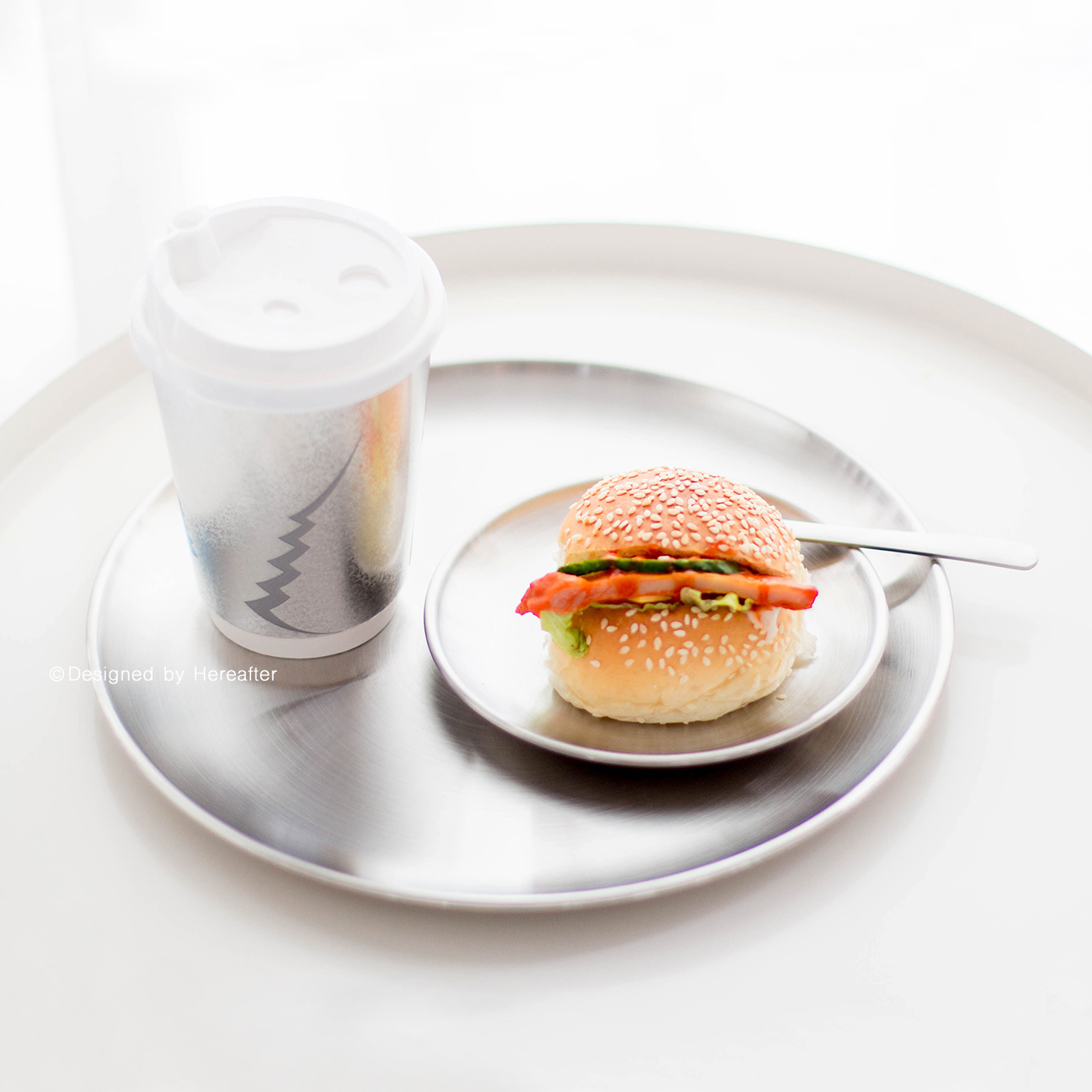 ins Japanese-style frosted outdoor camping cup barbecue plate beer coffee cup dessert cake spoon barbecue plate variety into