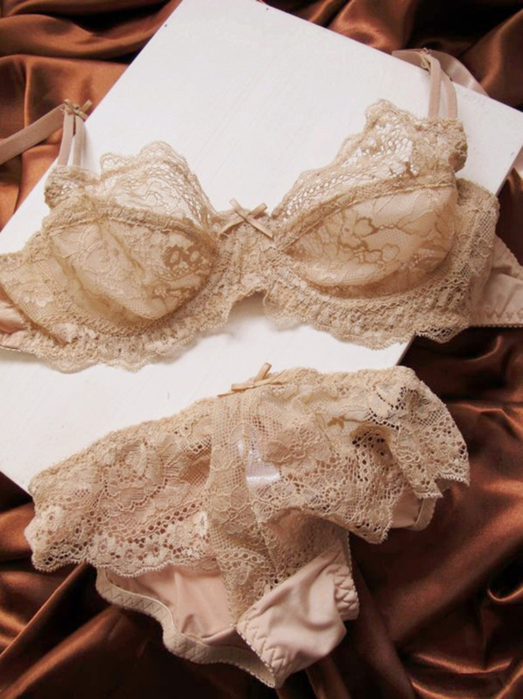 Thoải mái và thoáng khí sexy kích thước lớn chất béo mm phần mỏng trên đồ lót của phụ nữ siêu mỏng ren không có miếng bọt biển bra bra set