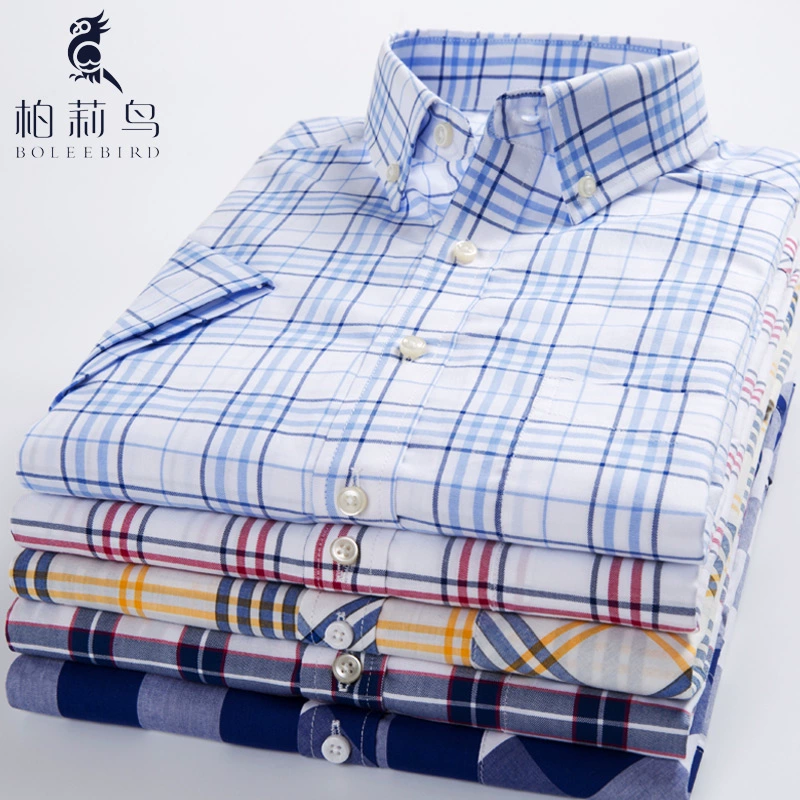 Bailey Bird 2017 Mùa hè mới Áo sơ mi kẻ sọc cotton ngắn tay Hàn Quốc Slim Cotton Casual Nửa tay áo