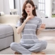 Đồ ngủ nữ mùa hè cotton tay ngắn quần dài Hàn Quốc dịch vụ tại nhà giản dị mùa hè mới phù hợp với phong cách công chúa có thể mặc bên ngoài phụ nữ - Bộ Pajama