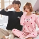 Cặp đôi đồ ngủ nữ mùa xuân và mùa thu cotton Phim hoạt hình Hàn Quốc sinh viên tươi dài tay áo hai dây cotton mùa hè