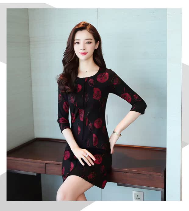 Khâu váy đầm rộng tay bảy điểm xuân hè 2019 đầu xuân mới khí chất thời trang nước ngoài nữ trung niên - Sản phẩm HOT mua váy đẹp