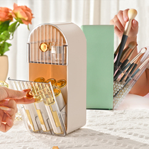 Makeup brush containing barrel dust-proof pen holder Desktop acrylic brow pen with pearl eye shadow powder brush mouth red containing box