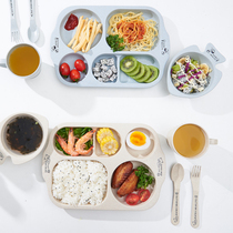 Baby dinner plate childrens tableware organic wheat breakfast plate bowl cute home kindergarten partition plate