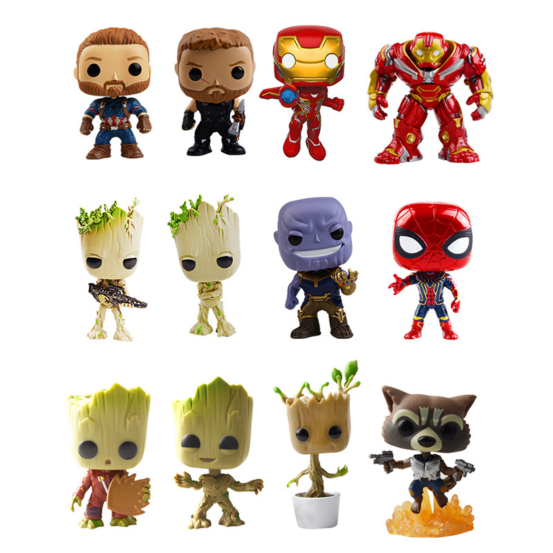 Avengers 4 surrounding Thor Funko POP Iron Man Spider-Man Captain America Model Model