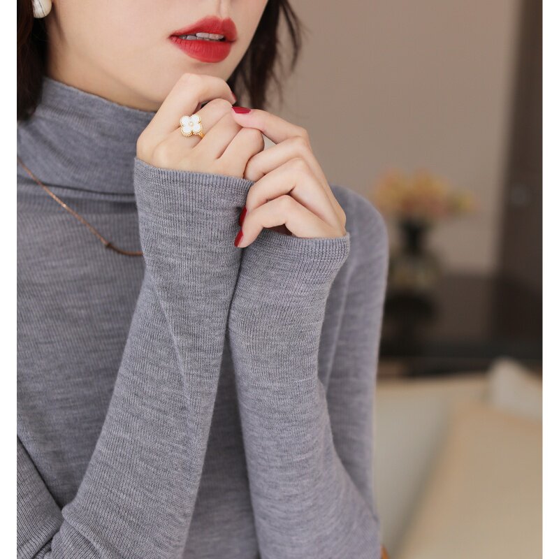 Jolliment air pile of long sleeved wool knitted shirts in autumn 2020 new fashion gray sweater