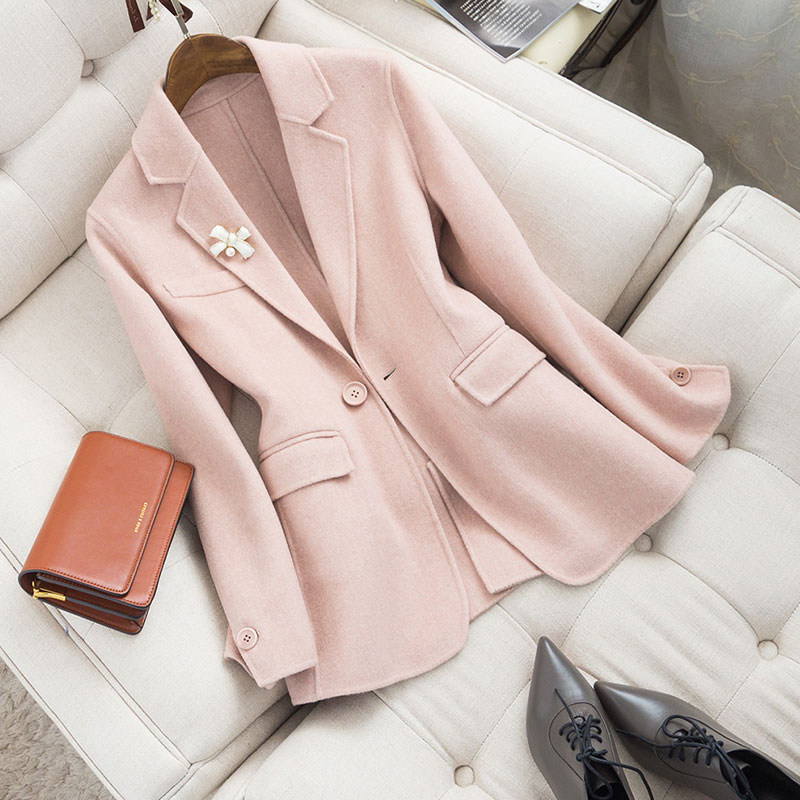 JOLIMENT double-sided cashmere small suit 2022 new bow accessories decorative woolen suit jacket women