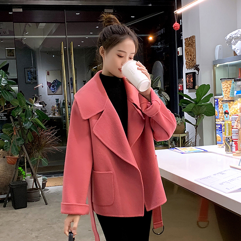 JOLIMENT Bifacial Cashmere Big Coat Woman 2020 New Elegance 100 Hitch Pink Little Fur Coat Winter